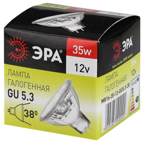 Лампа галогенная GU5.3-MR16-35W-12V-Cl ЭРА C0027355