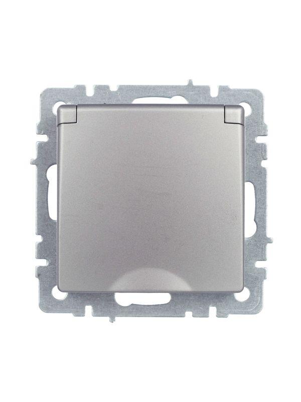 Розетка BRITE РСбш10-3-44-БрС 16А IP44 с заземл. защ. шторки с крышкой механизм сталь IEK BR-R16-16-44-K46