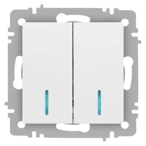 Выключатель 2-кл. СП Accent 6-105-01М 10А IP20 250В с подсветкой AL/CU бел. матов. Intro Б0063507