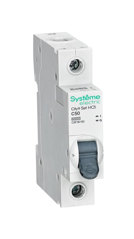 Выключатель автоматический однополюсный 50A C 6kA City9 | C9F36150 |Systeme Electric