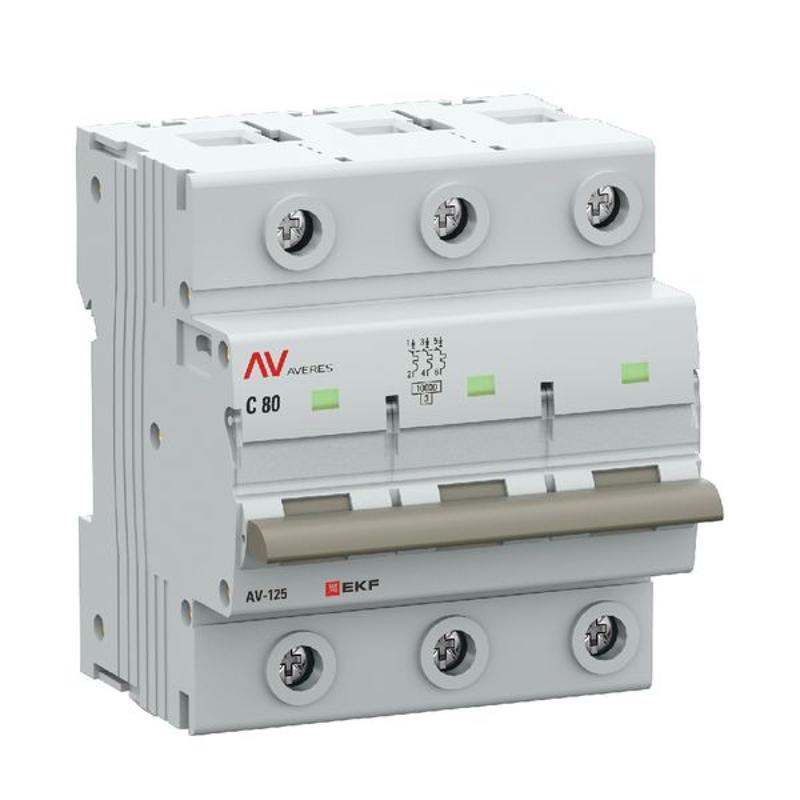 Выключатель автоматический AV-125 3P 80A (C) 10kA  AVERES |mcb125-3-80C-av| EKF