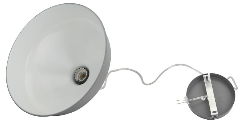 Светильник подвесной PL2 GR/SN металл, E27, max 60W, d300 мм, шагрень серый/сатин никель | Б0037433 | ЭРА