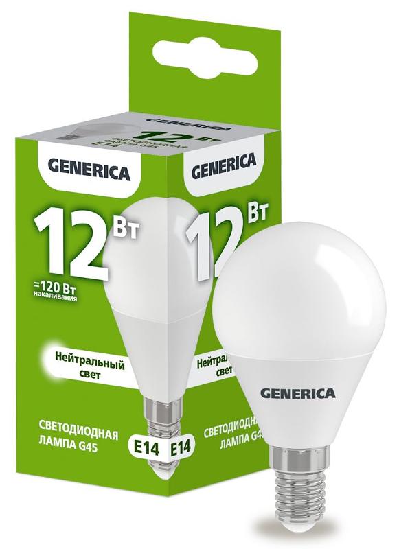 Лампа светодиодная G45 шар 12Вт 230В 4000К E14  | LL-G45-12-230-40-E14-G | GENERICA