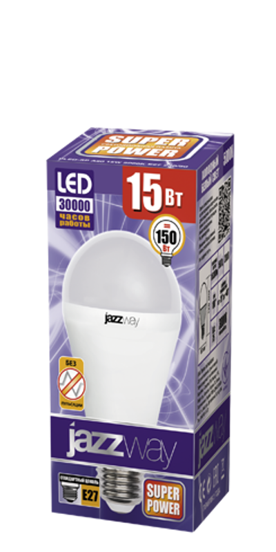Лампа светодиодная LED 15Вт Е27 220В 5000К PLED- SP A60 груша | 2853035 | Jazzway