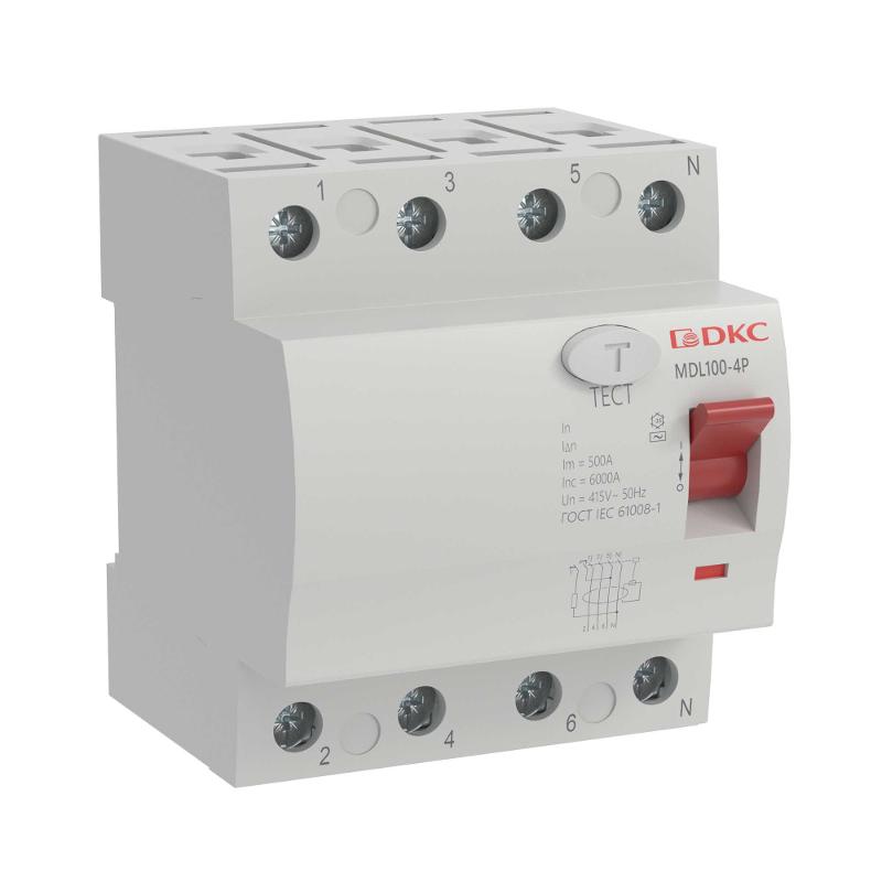 Выключатель дифференциального тока YON max MDL100 3п+N 30mA 40A типАС | MDL100-4P2-40-AC | DKC