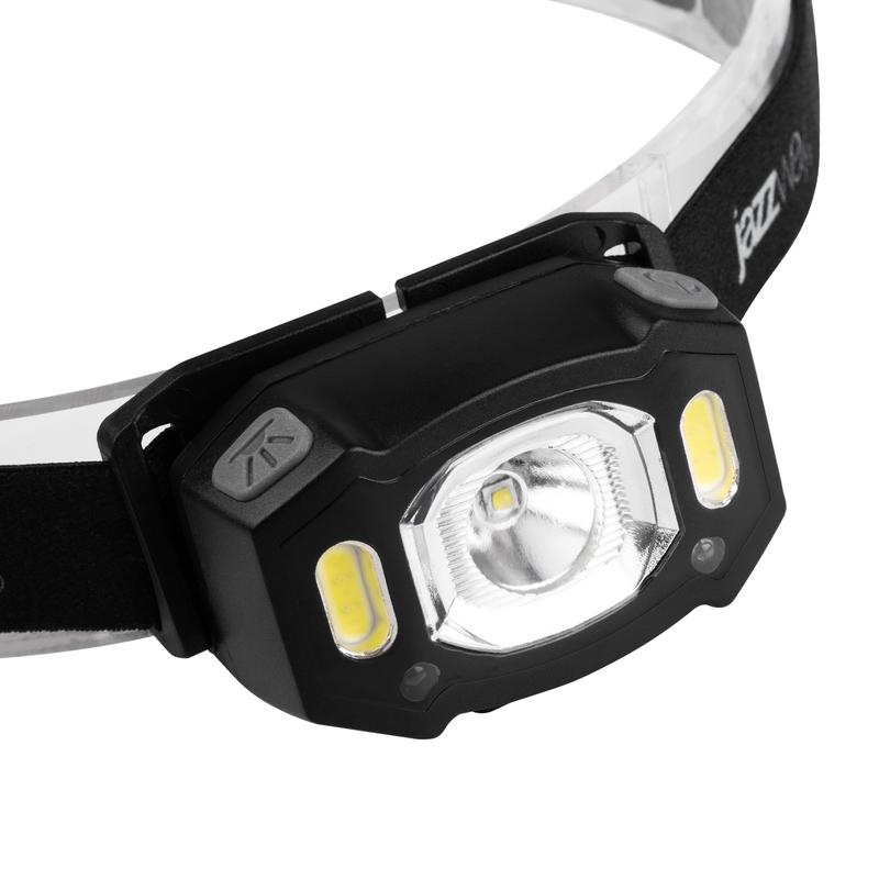 Фонарь аккумуляторный налобный AccuH3-L5W-bk LED 5Вт + 2хRED SMD IP54 5 режимов: 100проц. 180лм 3.5ч/50проц. 110лм 5.5ч/30проц. 65лм 15ч/красн. 28ч/мигающ. красн. 12ч аккум. управл. жестами черн. JazzWay 5036703
