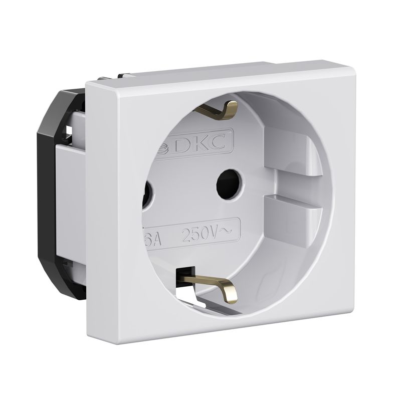 Розетка 1-м 2мод. Viva 16А IP20 2P+E с заземл. защ. шторки сер. DKC 45025