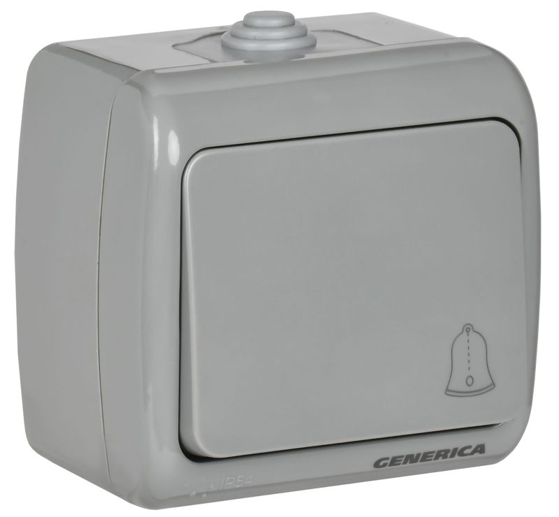 Выключатель кнопочный 1-кл. ОП AQUATIC ВС-20-1-3-А 10А IP54 GENERICA EVA14-K03-10-54