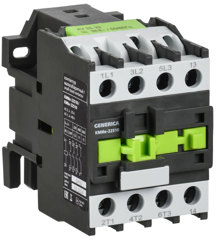 Контактор КМИе-22510 25А 110В/АС3 1НО GENERICA KKME21-025-110-10