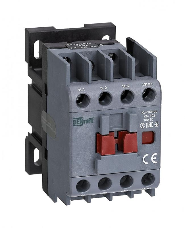 Контактор 18А 220В/230В АС3 АС4 1НЗ КМ-102 | 22035DEK | DEKraft