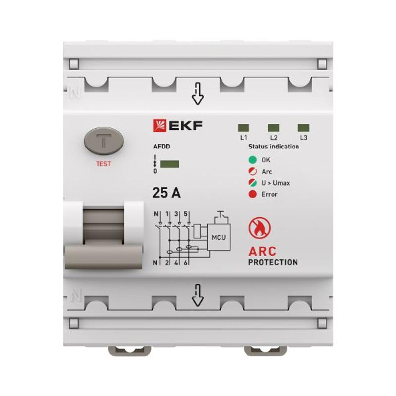 Устройство защиты от дугового пробоя (УЗДП) 3P+N 25А PROXIMA EKF | afdd-4-25-pro  | EKF