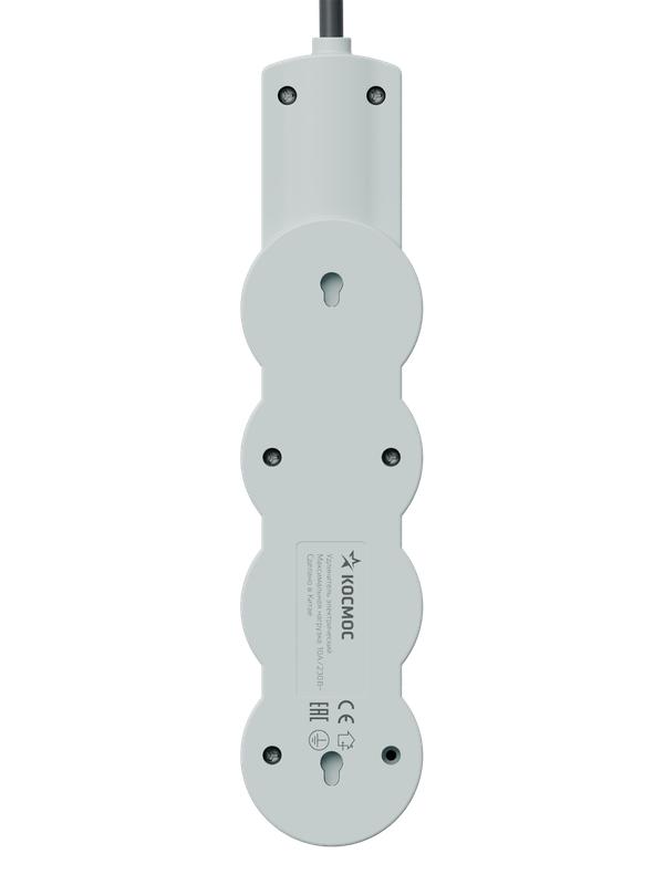 Удлинитель 3х3м с заземл. 10А IP20 USB 2800Вт 220В ПВС 3х1 с выкл. черн. КОСМОС YKsm3m3g-Z-VU10А-B