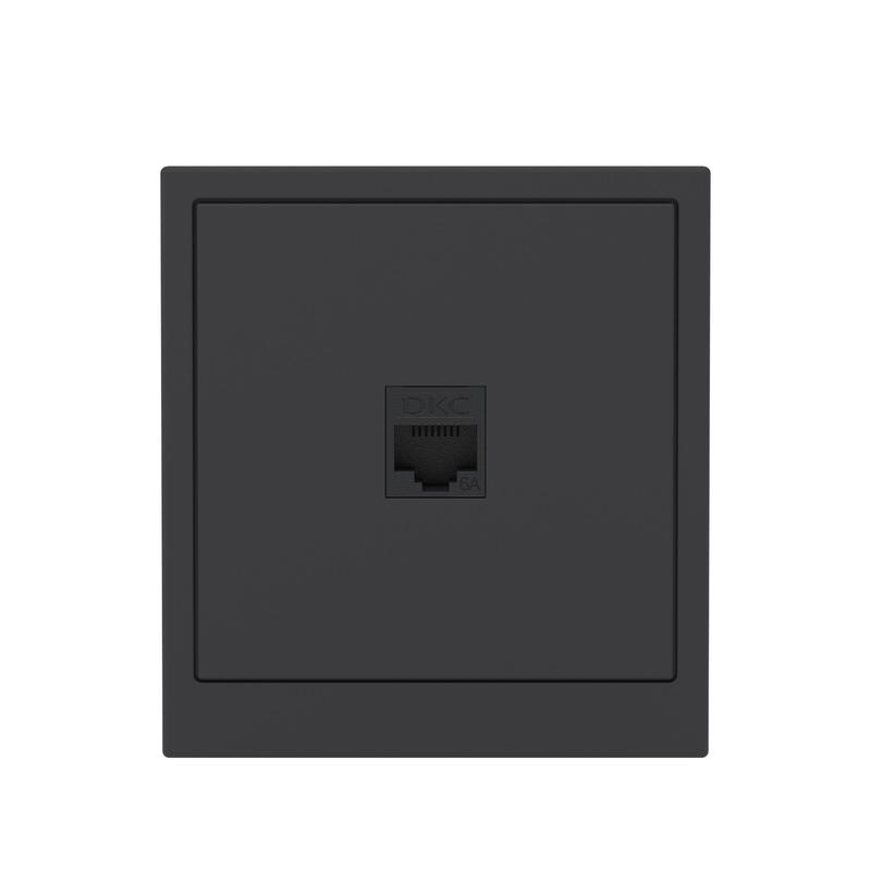 Розетка компьютерная 1-м KANT RJ45 кат.6A без шторки черн. уголь DKC 7012673