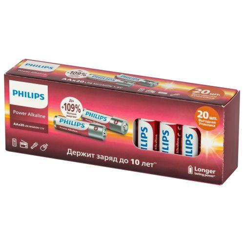 Элемент питания алкалиновый AA/LR6 1.5В Power (блист.20шт) LR6P20BX/51 Philips Б0064673