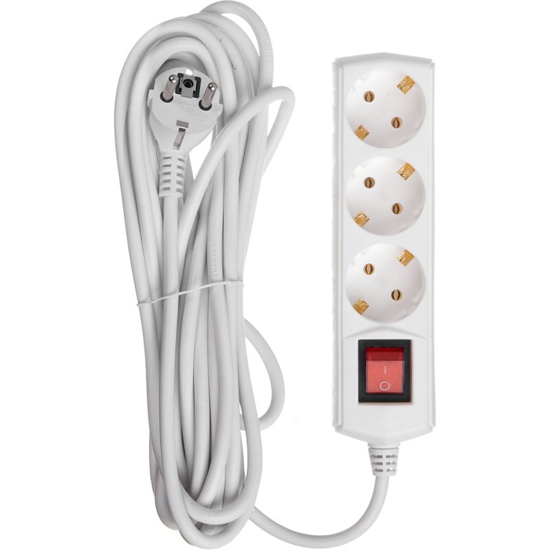 Удлинитель 3х5м с заземл. 16А IP20 У03К 2P+PE 250В ПВС 3х1 с выкл. IEK WYP10-16-03-05-ZK-N