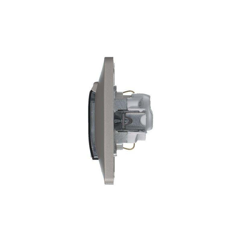 Розетка 1-м СП Glossa 16А IP44 250В с заземл. защ. шторки с крышкой в сборе платина SE GSL001248