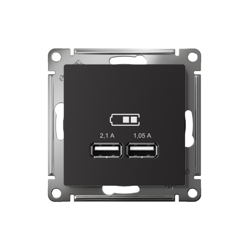 Розетка USB AtlasDesign тип A+A 5В 1х2.1А 2х1.05А механизм карбон SE ATN001033