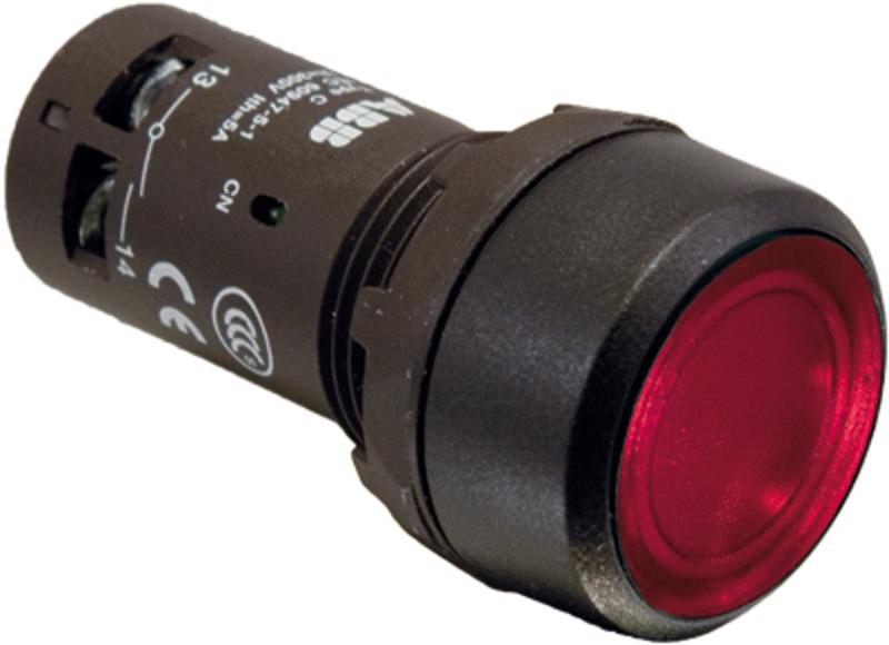 Кнопка с подсветкой CP1-13R-01 красная 220В AC/DC с плоской клавишей без фиксации 1НЗ | 1SFA619100R1341 | ABB
