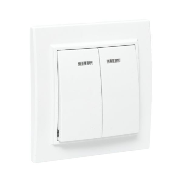 Выключатель 2-кл. СП Минск 10А IP20 с индикатором бел. Basic EKF ERV10-123-10