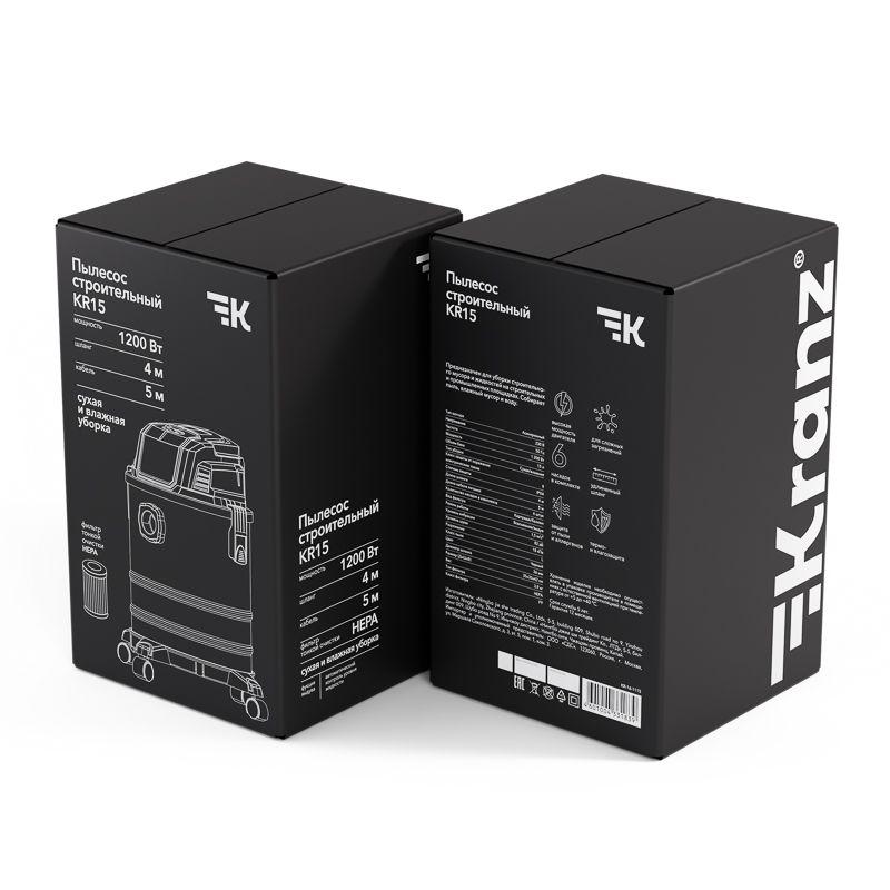 Пылесос строительный KR15 1200Вт 15л 4м Kranz KR-16-1115