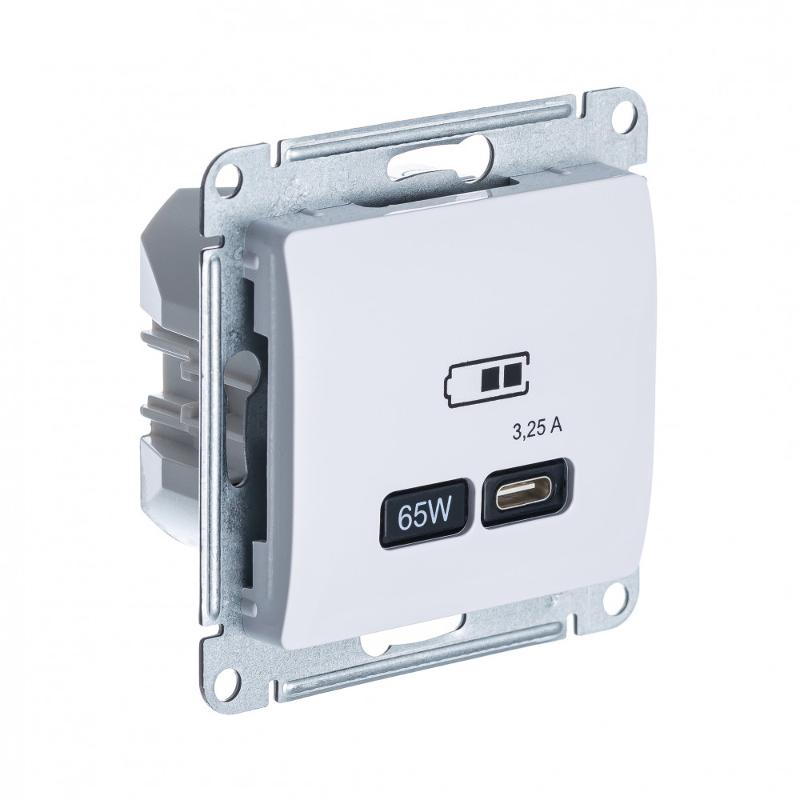 Glossa Белый USB Розетка тип-С 65W высокоскор.заряд. QC PD | GSL000127 | SE