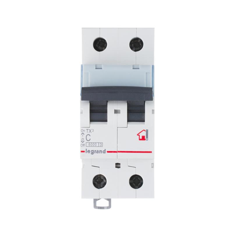 Выключатель автоматический двухполюсный TX3 6000 6А B 10кА | 403871 | Legrand
