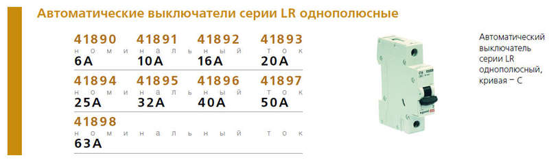 Выключатель автоматический модульный 1п C 25А 6кА LR Leg 604807