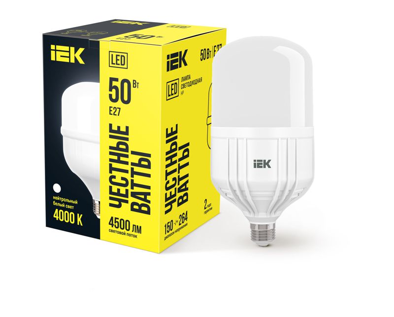 Лампа светодиодная HP 50Вт 4000К нейтр. бел. E27 230В IEK LLE-HP-50-230-40-E27