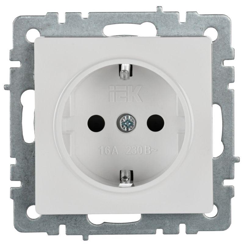Розетка BRITE РС14-1-0-БрБ 16А с заземл. защ. шторки механизм бел. IEK BR-R14-16-K01