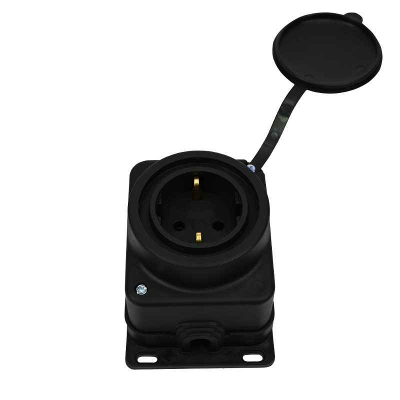 Колодка 1 гнездо 2К+З открытой установки каучуковая 16А/250В IP44 Чёрная MultiSet | MST4003BK | SE