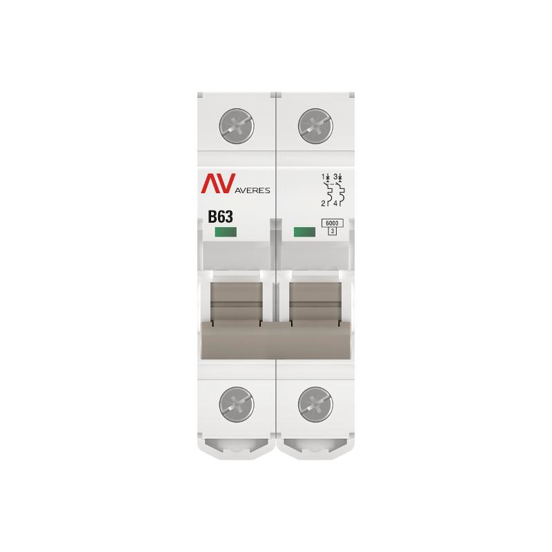 Выключатель автоматический двухполюсный AV-6 63А B 6кА AVERES | mcb6-2-63B-av | EKF