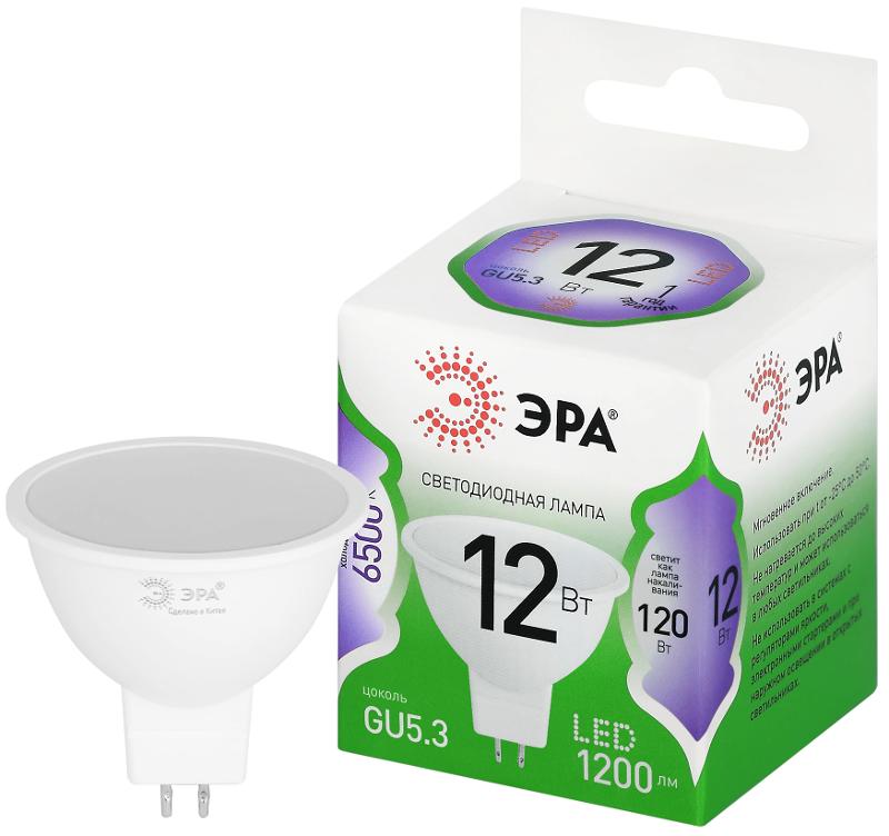 Лампа светодиодная GREEN LINE LED MR16-12W-865-GU5.3 GL GU5.3 12 Вт софит холодный свет | Б0067062 | ЭРА