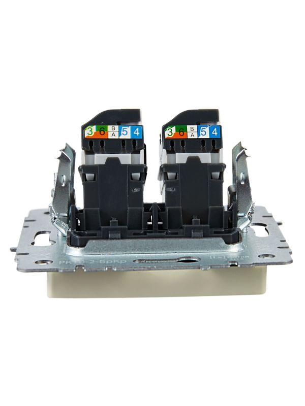 Розетка компьютерная двойн. СП RJ45 кат.5E BRITE РК10-2-БрКр механизм беж. IEK BR-K20-1-K10