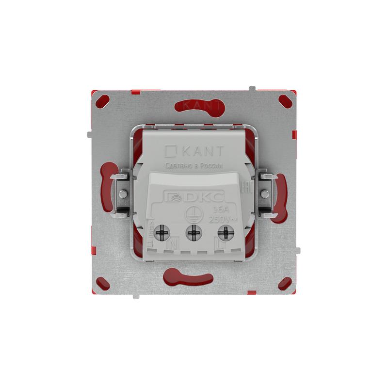 Розетка силовая KANT 2P+E без шторки красн. сатин DKC 7001033