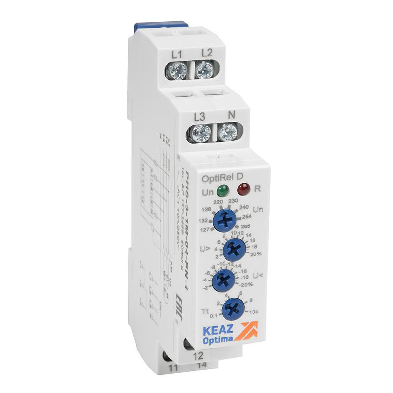 Реле контроля фаз OptiRel D PHS-3-1M-05-PP-1 повышенного/пониженного асимметрии 3Ф 1СО | 331990 | КЭАЗ