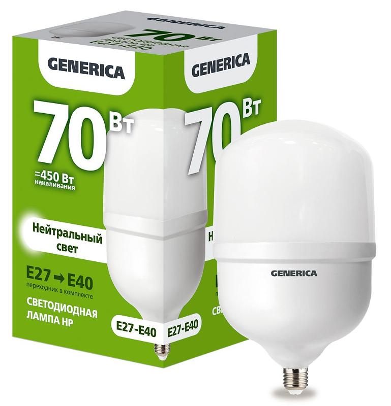 Лампа светодиодная HP 70Вт 230В 4000К E27-E40  | LL-HP-70-230-40-E27-E40-G | GENERICA