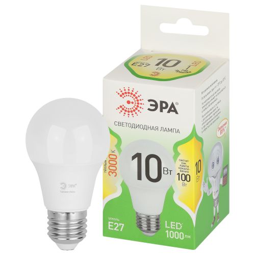 Лампа светодиодная GREEN LINE A60-10W-830-E27 GL 10Вт груша 3000К свет тепл. E27 Эра Б0067118