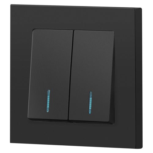 Выключатель 2-кл. СП Accent 6-105-05 10А IP20 250В с подсветкой AL/CU антрацит Intro Б0063516
