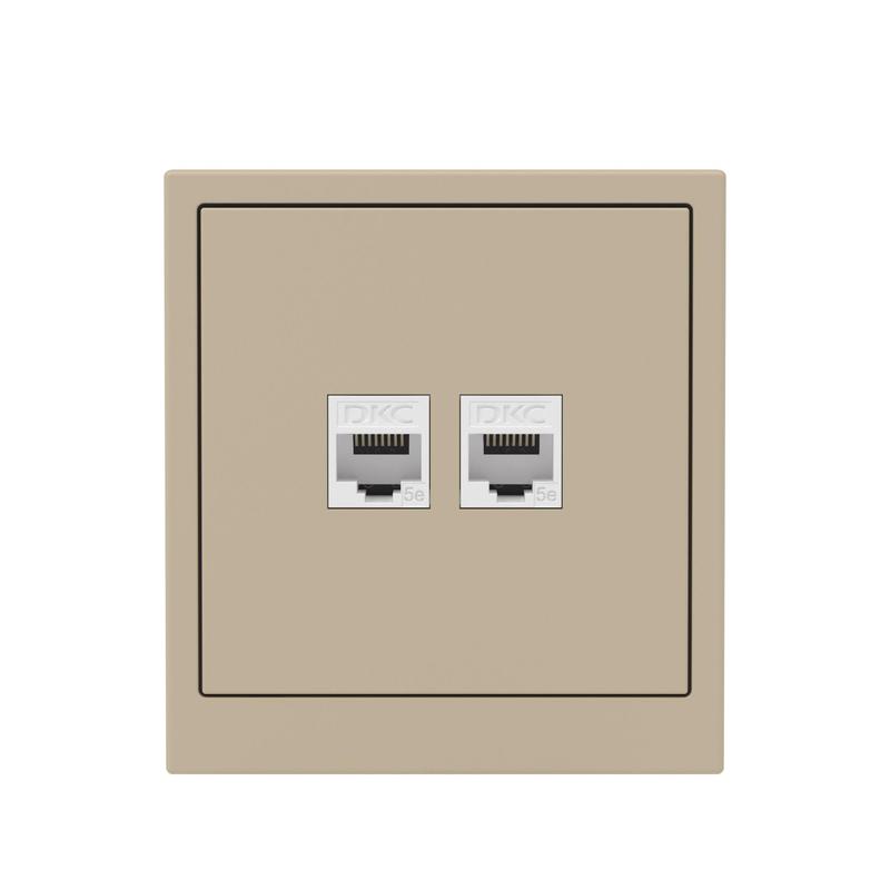 Розетка компьютерная 2-м KANT RJ45 кат.5E без шторки ванильн. марципан DKC 7015664
