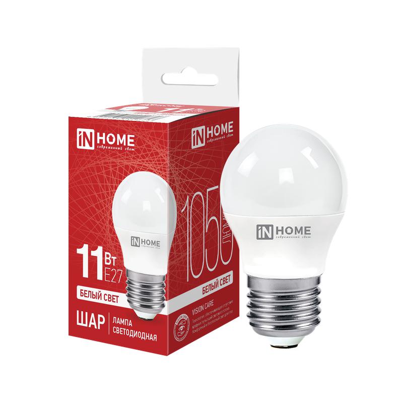 Лампа светодиодная LED-ШАР-VC 11Вт шар 4000К нейтр. бел. E27 1050лм 230В IN HOME 4690612020617