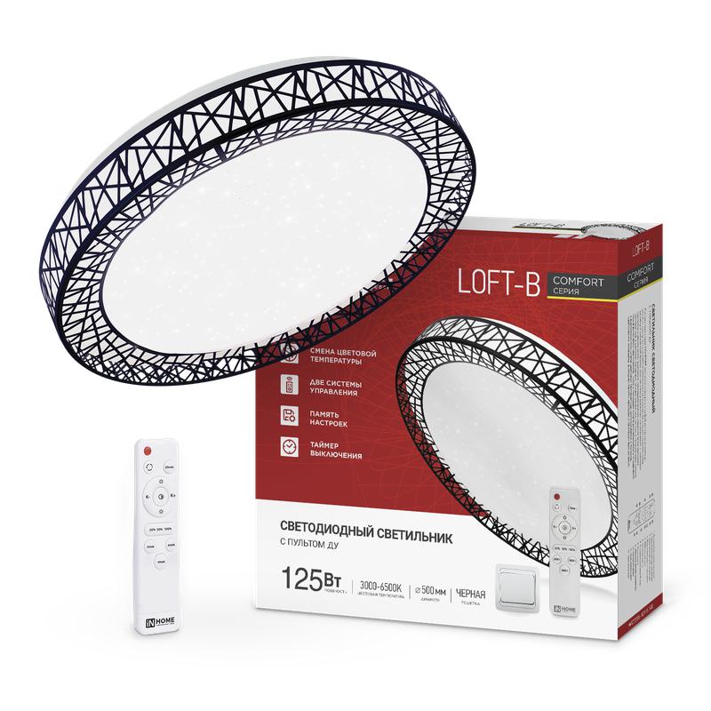 Светильник светодиодный COMFORT LOFT-B 125Вт 3000-6500К 10000лм 230В 500х105мм с пультом ДУ IN HOME 4690612059501