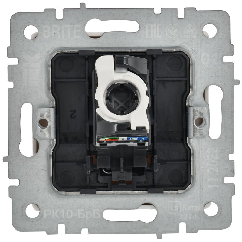 Розетка компьютерная Brite RJ45 кат.5E РК10-БрБ механизм бел. IEK BR-K10-1-K01-PRO
