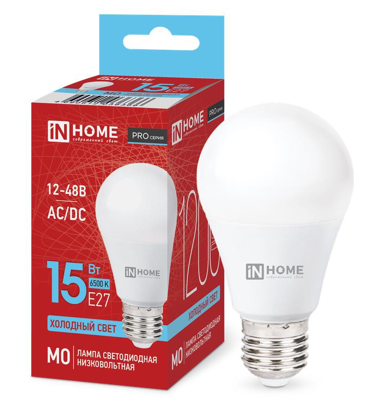 Лампа светодиодная низковольтная LED-MO-PRO 15Вт грушевидная 6500К холод. бел. E27 1200лм 12-48В IN HOME 4690612036366