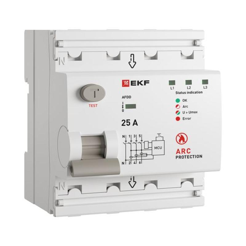 Устройство защиты от дугового пробоя (УЗДП) 3P+N 25А PROXIMA EKF | afdd-4-25-pro  | EKF