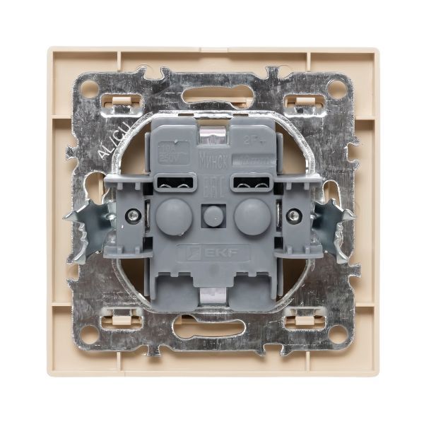 Розетка 1-м СП Минск 16А IP20 с заземл. защ. шторки беж. EKF ERR16-028-200