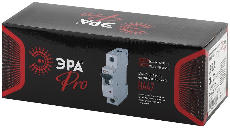 Выключатель автоматический трехполюсный Pro NO-901-48 ВА47-63 3P 25А кривая C | Б0031818 | ЭРА