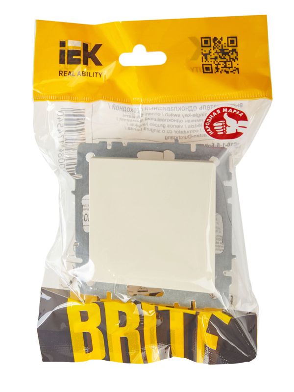 Выключатель проходной 1-кл. СП BRITE ВС10-1-6-БрКр 10А механизм беж. IEK BR-V12-0-10-K10