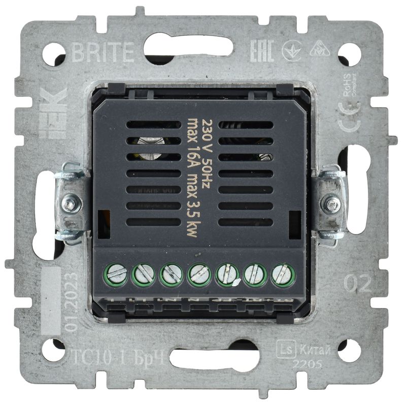 Термостат электронный с индик. BRITE СП IP20 ТС10-1-БрЧ механизм черн. IEK BR-RT11-K02