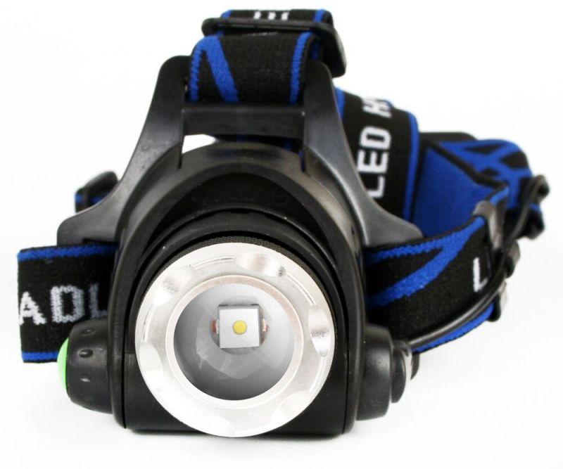 Фонарь аккумуляторный налобный E150 CREE 3Вт фокус 3 режима 220В пластик. черн. (бокс) Ultraflash 12188