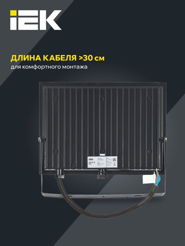 Прожектор светодиодный СДО 06-70 6500К IP65 черн. IEK LPDO601-70-65-K02